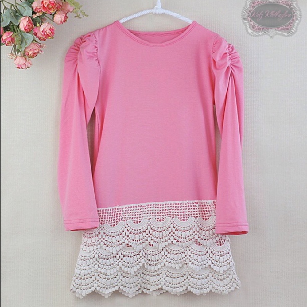 GIRLS PINK DRESS CROCHET BOTTOM